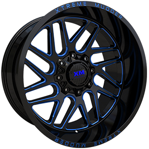 Xtreme Mudder XM339 Gloss Black Blue Milled