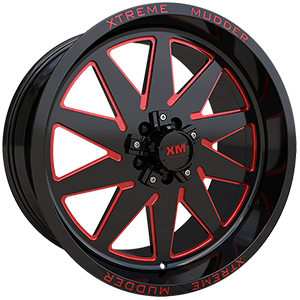 Xtreme Mudder XM348 Gloss Black Red Milled