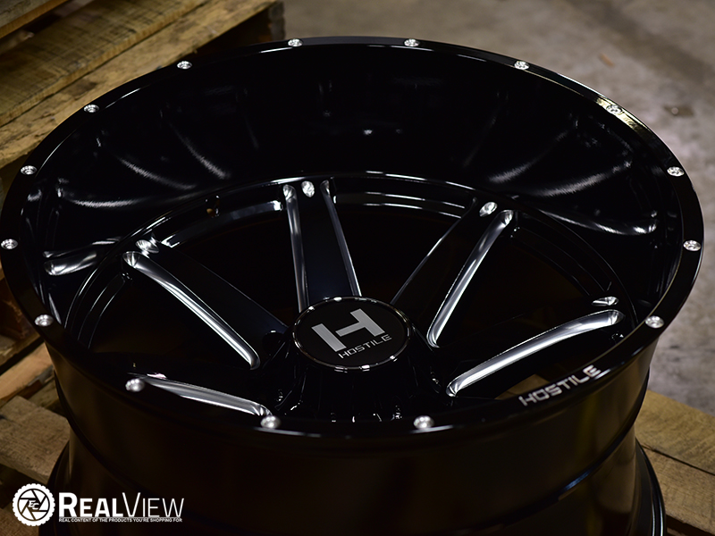 Hostile H109 Alpha 24x14 76 Gloss Black Milled Wheels Rims 